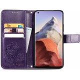 For Xiaomi Mi 11 Ultra Four-leaf Clasp Embossed Buckle Mobile Phone Protection Leather Case with Lanyard & Card Slot & Wallet & Bracket Function(Purple)