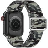 Adjustable Elastic Print Watch Strap For Apple Watch Series 6 & SE & 5 & 4 44mm / 3 & 2 & 1 42mm(Camouflage Grey)