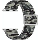 Adjustable Elastic Print Watch Strap For Apple Watch Series 6 & SE & 5 & 4 44mm / 3 & 2 & 1 42mm(Camouflage Grey)