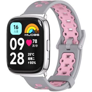 Voor Redmi Watch 3 Lite / Watch 3 Active Mijobs Ademende TPU-horlogeband met vierkant gat (grijs roze)