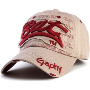 Embroidery Letter Pattern Adjustable Curved Eaves Baseball Cap  Head Circumference: 54-62cm(khaki red)