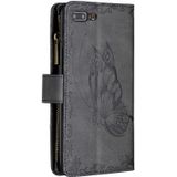 For iPhone 8 Plus / 7 Plus Flying Butterfly Embossing Pattern Zipper Horizontal Flip Leather Case with Holder & Card Slots & Wallet(Black)