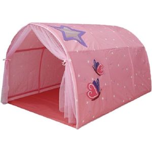 Children Home Bed Crawl Tunnel Game House Tent  Style:Pink with Mosquito Net