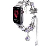 For Apple Watch 5 & 4 44mm / 3 & 2 & 1 42mm DIY Metal Bead Bracelet Watchband(Purple)