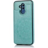 For Huawei Mate 20 Lite Double Buckle Mandala Pattern PU+TPU Protective Case with Card Slots & Holder & Photo Frame(Green)