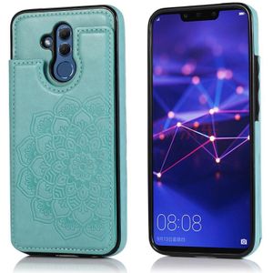 For Huawei Mate 20 Lite Double Buckle Mandala Pattern PU+TPU Protective Case with Card Slots & Holder & Photo Frame(Green)