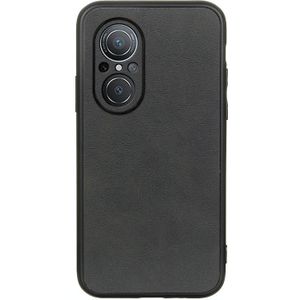 Voor Huawei Nova 9 SE Fijne gat Versie Twee-Color Cowhide Texture PU Shockproof Phone Case (Black)