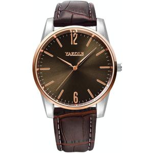 YAZOLE Simple Digital Two-color Dial Quartz Men Watch(542 Brown Tray Brown Belt)