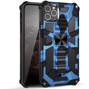 Camouflage Armor Shockproof TPU + PC Magnetic Protective Case with Holder For iPhone 12 Pro Max(Dark Blue)