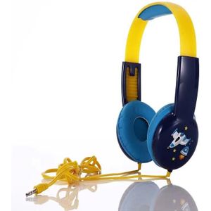 Kid101 Draagbare schattige kinderen leren bedrade hoofdtelefoon (zwart geel)