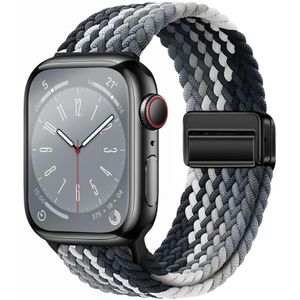 Voor Apple Watch SE 2022 40 mm nylon geweven magnetische vouwgesp horlogeband (grijs zwart)