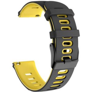 20mm For Huawei Watch GT2e 42mm / Samsung Galaxy Watch Active 2 Silicone Wrist Strap(Black+Yellow)