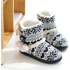 Winter high-top katoenen slippers katoenen slippers met hiel fluweel dikke soled indoor warme schoenen  maat: 37-38 (zwart)