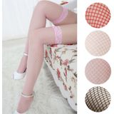 Sexy Linger Over Knee Socks Sexy Fishnet Lace Nylon Top Mesh Thigh High Stockings Pantyhose Long Tights(White)