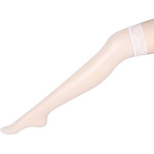 Sexy Linger Over Knee Socks Sexy Fishnet Lace Nylon Top Mesh Thigh High Stockings Pantyhose Long Tights(White)