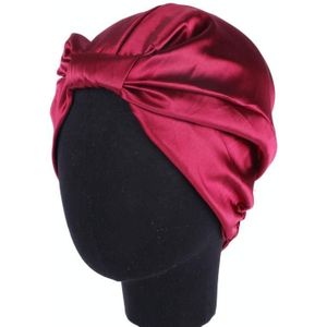 3 PCS TJM-433 Double Layer Elastic Headscarf Hat Silk Night Cap Hair Care Cap Chemotherapy Hat  Size:  M (56-58cm)(Wine Red)