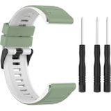 Voor Garmin Fenix 5 Plus 22mm Silicone Mixing Color Watch Strap (Light Green + White)