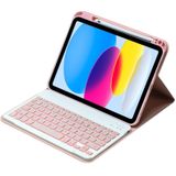 Voor iPad 10e Gen 10.9 2022 SA-10DS Backlight Bluetooth Toetsenbord Lederen Tablet Case met Pen Slot(Roze)