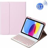 Voor iPad 10e Gen 10.9 2022 SA-10DS Backlight Bluetooth Toetsenbord Lederen Tablet Case met Pen Slot(Roze)