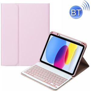 Voor iPad 10e Gen 10.9 2022 SA-10DS Backlight Bluetooth Toetsenbord Lederen Tablet Case met Pen Slot(Roze)