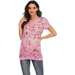 TIME-DYE KORTE MOUWEN T-shirt Plus Size Zwangerschapskleding (Kleur: Roze Maat: XXL)