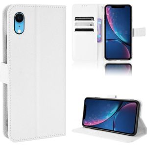 Diamond Texture Leather Phone Case For iPhone XR(White)