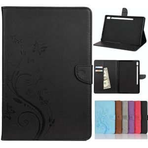 For Samsung Galaxy Tab S6 T860 / T865 Butterfly Flower Embossing Pattern Horizontal Flip Leather Case with Holder & Card Slots & Wallet(Black)