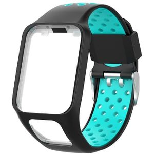 For TomTom Spark Runner 2 / 3 Strap Universal Model Two Color Silicone Replacement Wristband(Black Lake Blue)