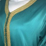 Dames V-hals Solid Color Robe Jurk (Kleur: Groen Maat: XL)