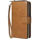 For iPhone SE 2020 / 8 / 7 Zipper Wallet Bag Horizontal Flip PU Leather Case with Holder & 9 Card Slots & Wallet & Lanyard & Photo Frame(Brown)