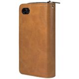 For iPhone SE 2020 / 8 / 7 Zipper Wallet Bag Horizontal Flip PU Leather Case with Holder & 9 Card Slots & Wallet & Lanyard & Photo Frame(Brown)