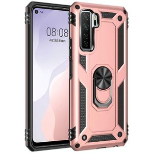 For Huawei P40 Lite 5G Shockproof TPU + PC Protective Case with 360 Degree Rotating Holder(Rose Gold)