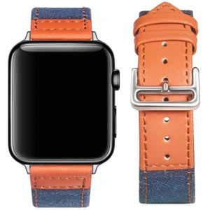 Sliver Gesp Lederen Strap voor Apple Watch Series 7 45 mm / 6 & SE & 5 & 4 44mm / 3 & 2 & 1 42mm (blauw + bruin)