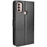 Voor Motorola Moto E40 / E30 / E20 Crazy Horse Textuur Horizontale Flip Telefoon Lederen Case met Houder & Card Slots & Lanyard (Zwart)