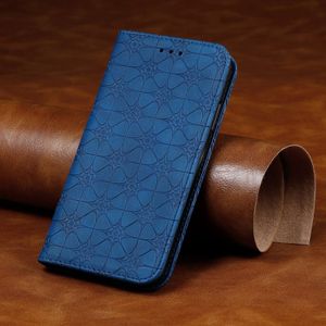 For Galaxy A50 Lucky Flowers Embossing Pattern Magnetic Horizontal Flip Leather Case with Holder & Card Slots(Dark Blue)