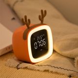 Cartoon Deer Shape Children Snooze Multifunctional USB Rechargeable Student LED Alarm Clock(Gray)