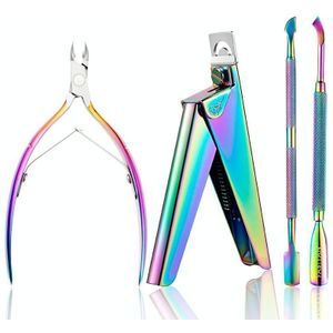 FABIYAN Nail Art Scissors Set Stainless Steel Nail Clippers Dead Skin Scissors Remover Steel Push  Specification: Set 2