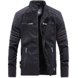 Men Casual Leather Jacket Coat (Color:Black Size:L)