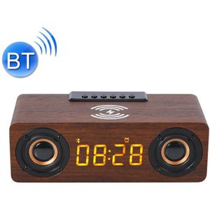 K1 Multifunctional Desktop Wooden Bluetooth Speaker Wireless Loudspeaker(Dark Brown)