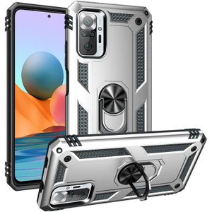 Voor Xiaomi Redmi Note 10 Pro Max Schokbestendige TPU + PC Beschermhoes met 360 graden roterende houder (zilver)