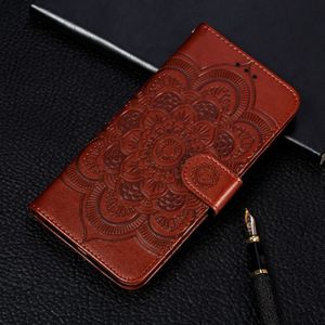 Mandala Embossing Pattern Horizontal Flip Leather Case for Samsung Galaxy S10 5G  with Holder & Card Slots & Wallet & Photo Frame &  Lanyard(Brown)