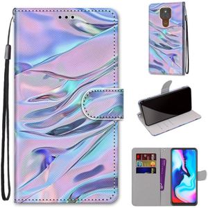 For Motorola Moto E7 Plus / G9 Play / G9 Coloured Drawing Cross Texture Horizontal Flip PU Leather Case with Holder & Card Slots & Wallet & Lanyard(Fluorescent Water Texture)