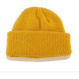 Solid Colors Short Winter Knit Skullcap for Men / Women  Size:M?56-58cm?(Yellow)