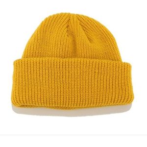 Solid Colors Short Winter Knit Skullcap for Men / Women  Size:M?56-58cm?(Yellow)