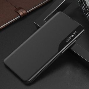 For Xiaomi Redmi Note 9 Pro Side Display Magnetic Shockproof Horizontal Flip Leather Case with Holder(Black)