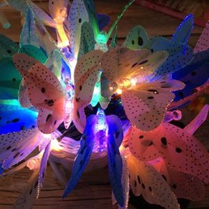 Solar Powered Butterfly Fiber Optic Fairy String Waterproof Christmas Outdoor Garden Holiday Lights  Size:5m 20LEDs