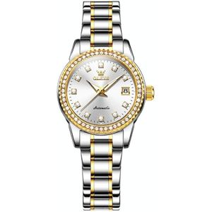 OLEVS 7003 dames multifunctioneel waterdicht mechanisch horloge (goud + wit)