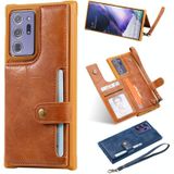 Shockproof Horizontal Flip Protective Case with Holder & Card Slots & Wallet & Photo Frame & Short Lanyard For Samsung Galaxy Note20 Ultra(Brown)