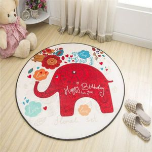 Circular Water Uptake Carpet  Floot Mat Cartoon Door Mat  Diameter: 100cm(Elephant)