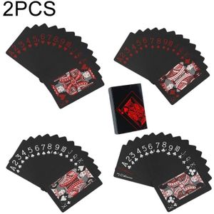 2 STKS Plastic PVC Poker Kaarten Waterdicht Zwart Speelkaarten Creatief Cadeau Duurzaam Poker (Rood + Zilver)